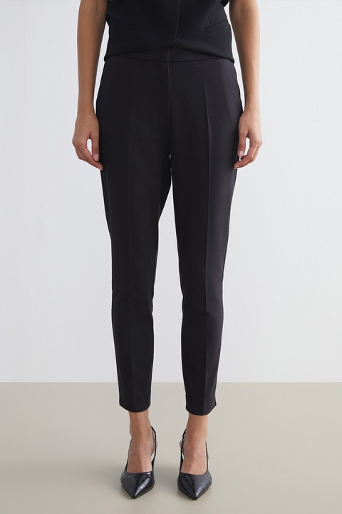 LC WAIKIKI, Pantaloni crop cu croiala conica si pensa, Negru