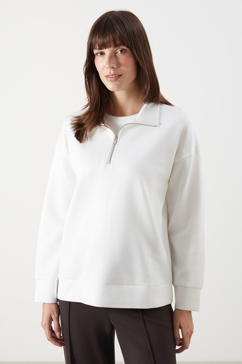 LC WAIKIKI, Bluza lejera de trening cu fenta cu fermoar, Alb