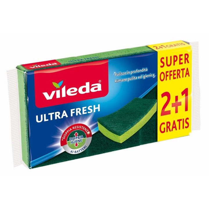Vileda Ultra Fresh Szivacs 2+1 db, Műanyag