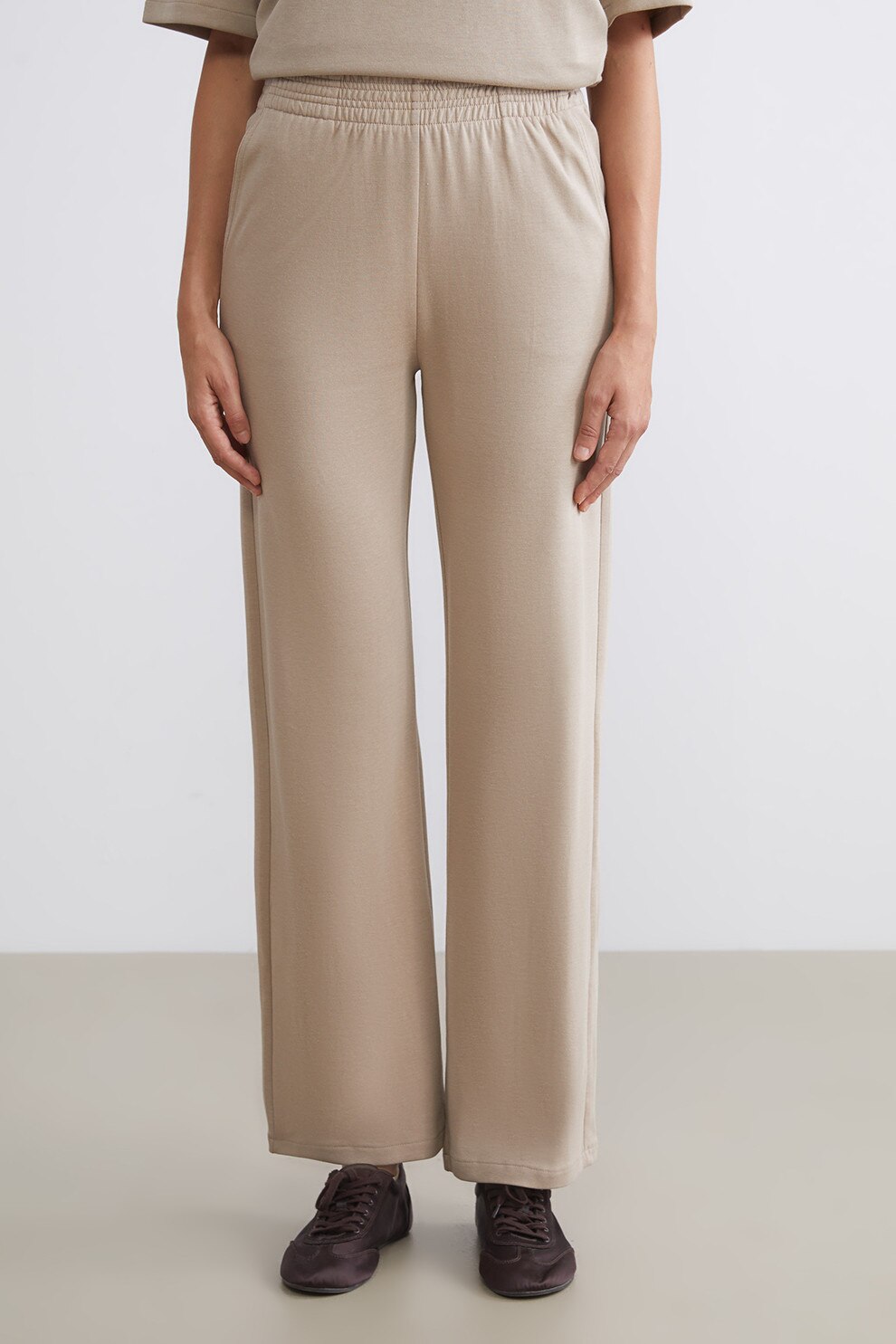 LC WAIKIKI, Pantaloni cu croiala dreapta si talie inalta, Maro taupe deschis, XL