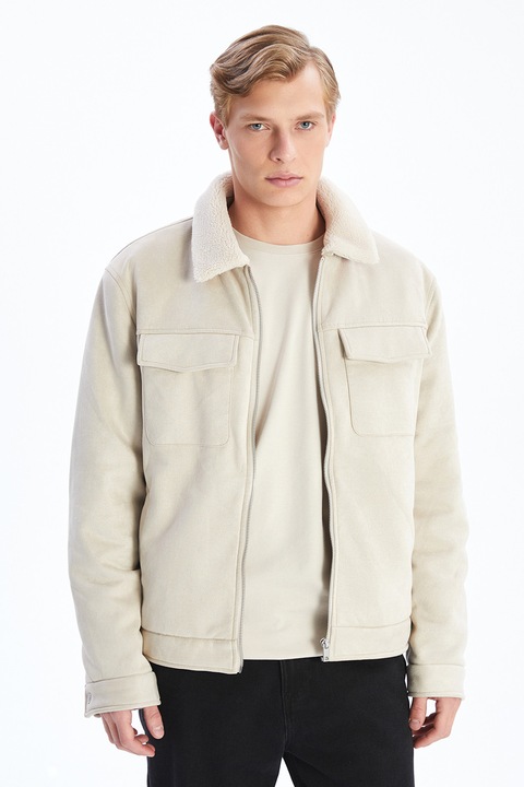 LC WAIKIKI, Jacheta cu captuseala din material teddy, Bej