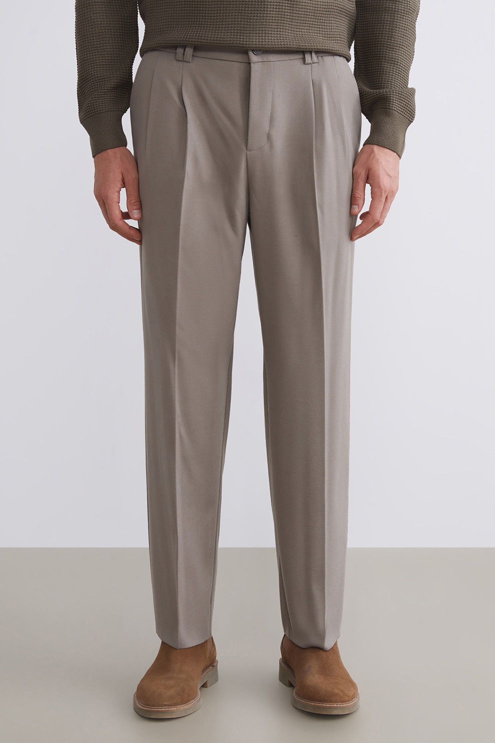 LC WAIKIKI, Pantaloni eleganti cu talie elastica, Maro deschis, 36