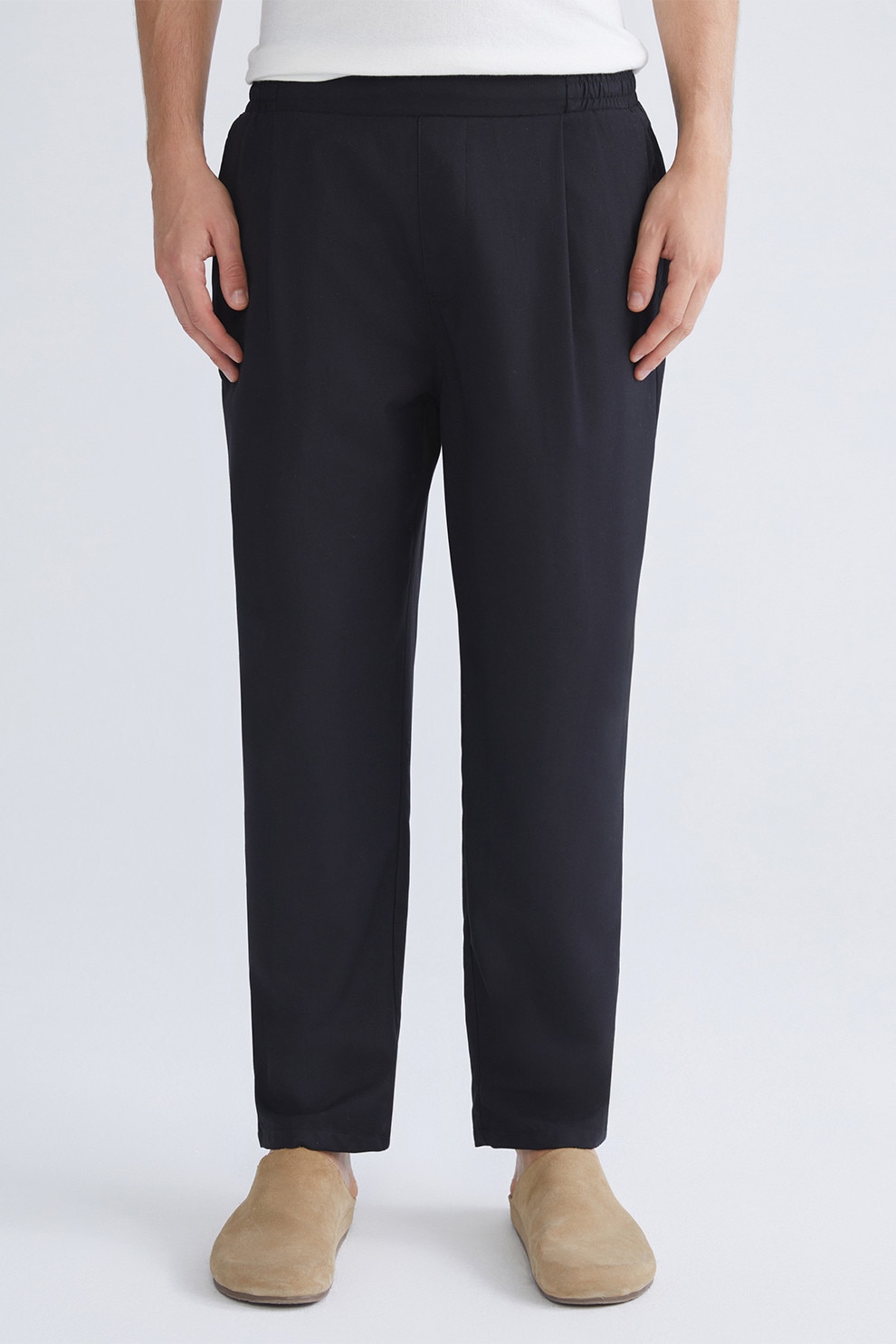 LC WAIKIKI, Pantaloni din amestec de modal cu talie elastica, Negru, 28