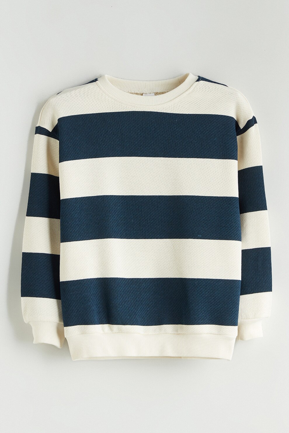 nomadik777G Ｌsize LC WAIKIKI, Bluza de trening din bumbac cu model in dungi, Alb