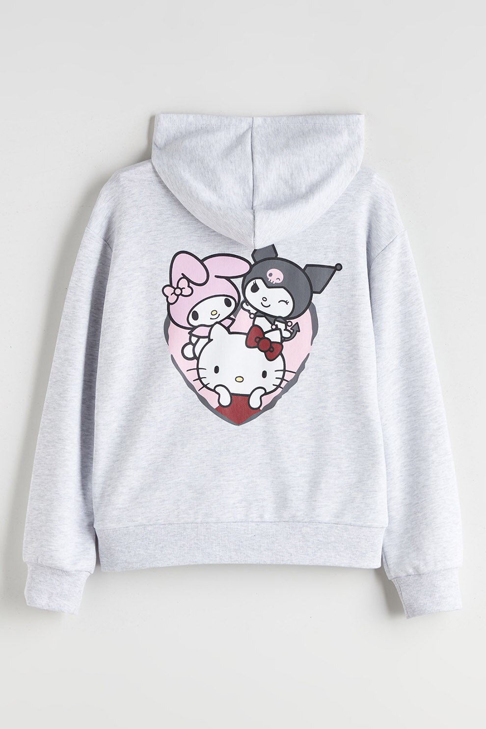 LC WAIKIKI, Hanorac cu fermoar si imprimeu Hello Kitty, Gri