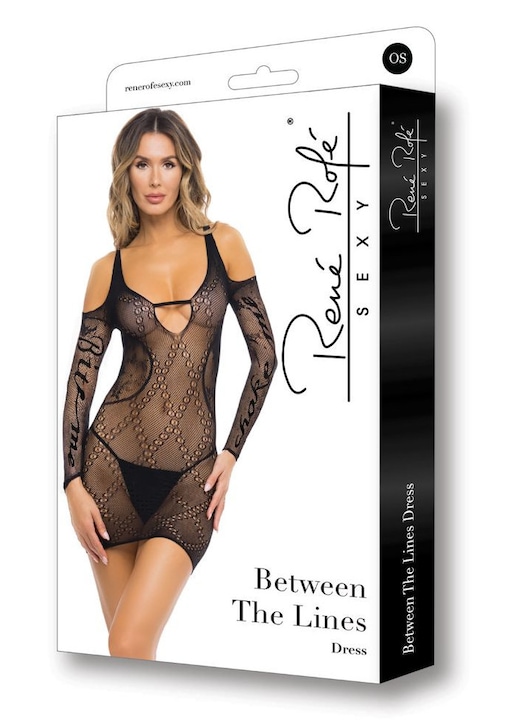 Szexi fehérnemű, LoveCherry, Vonalak közti ruha, hálós, fekete, egy méret