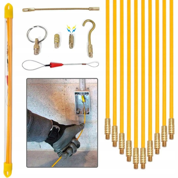 Fibra de sticla pentru tragerea cablurilor 10x1m 6mm troliu pilot Stalka 17ELS