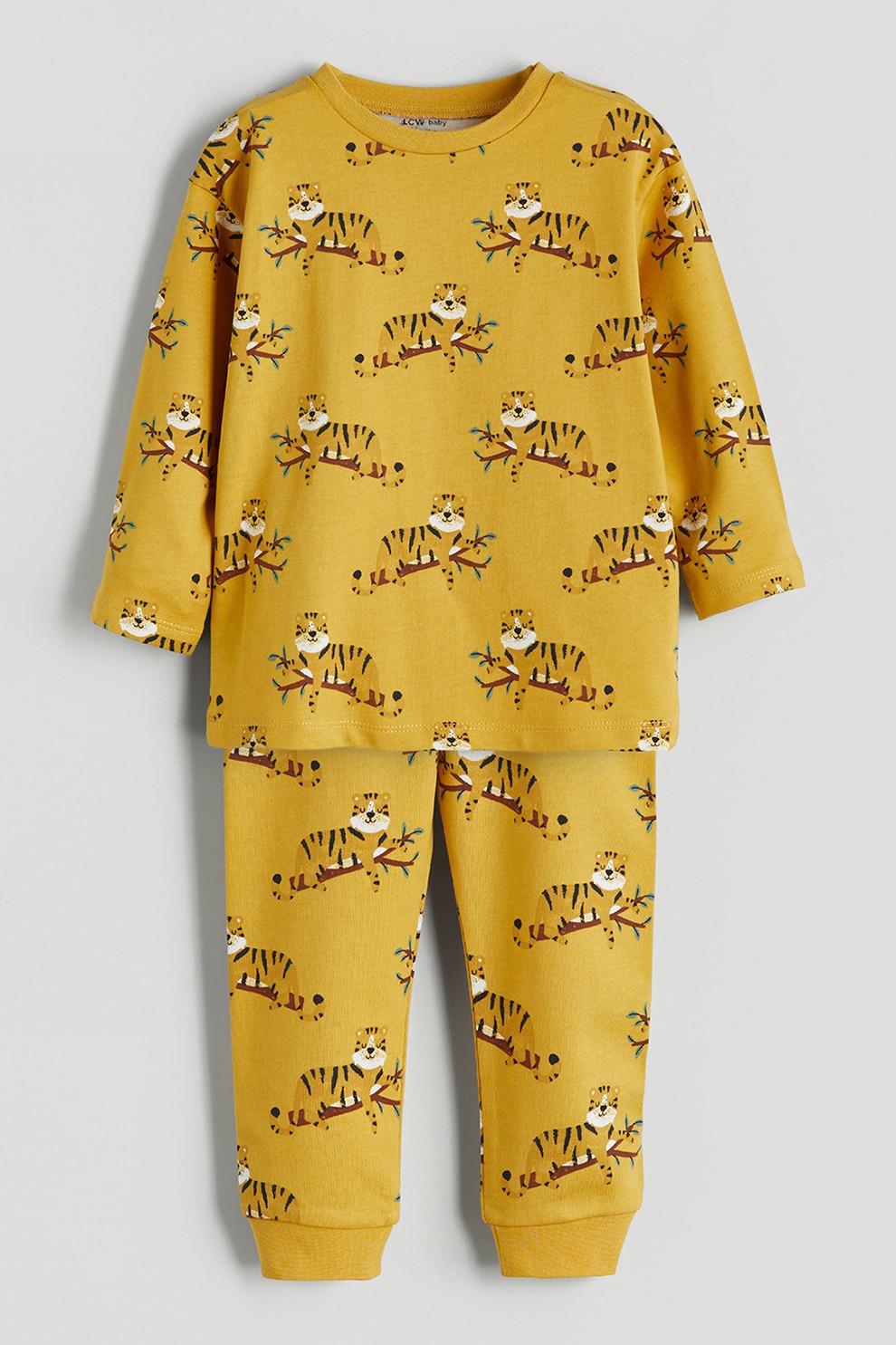 LC WAIKIKI, Pijama cu decolteu la baza gatului si imprimeu grafic, Galben sofran, 74-80 CM