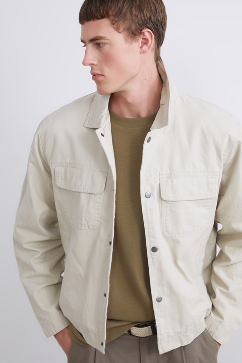 LC WAIKIKI, Jacheta cu buzunare cu clapa pe piept si capse, Maro nisip