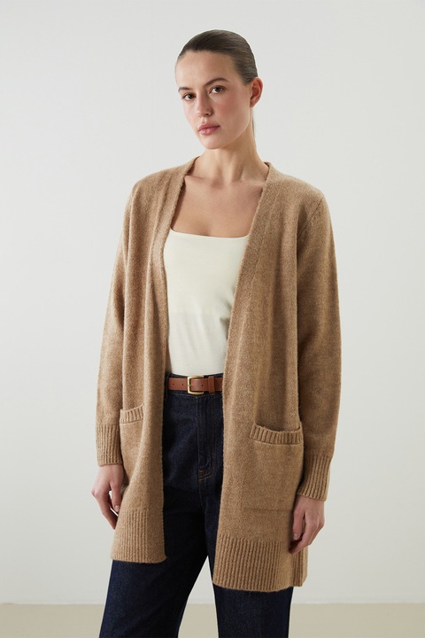 LC WAIKIKI, Cardigan lejer cu buzunare, Maro camel