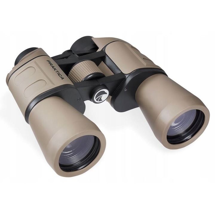 Бинокъл Praktica Falcon 10x50, призма BK7, обектив 50мм, цвят пясък, пълен комплект с калъф и аксесоари