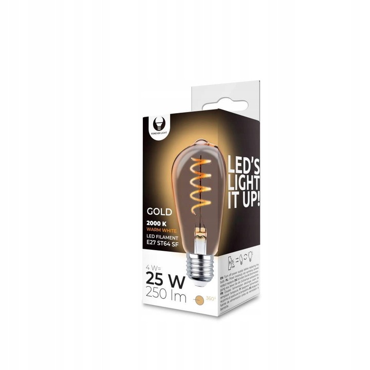Bec LED Filament E27 ST64 4W 2000K 250lm, 64mm forever