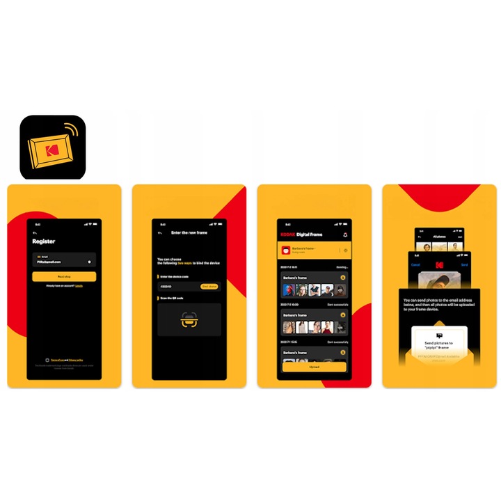 KODAK CF102P 10,1" digitális képkeret, WiFi, 32GB, érintőképernyő, fekete