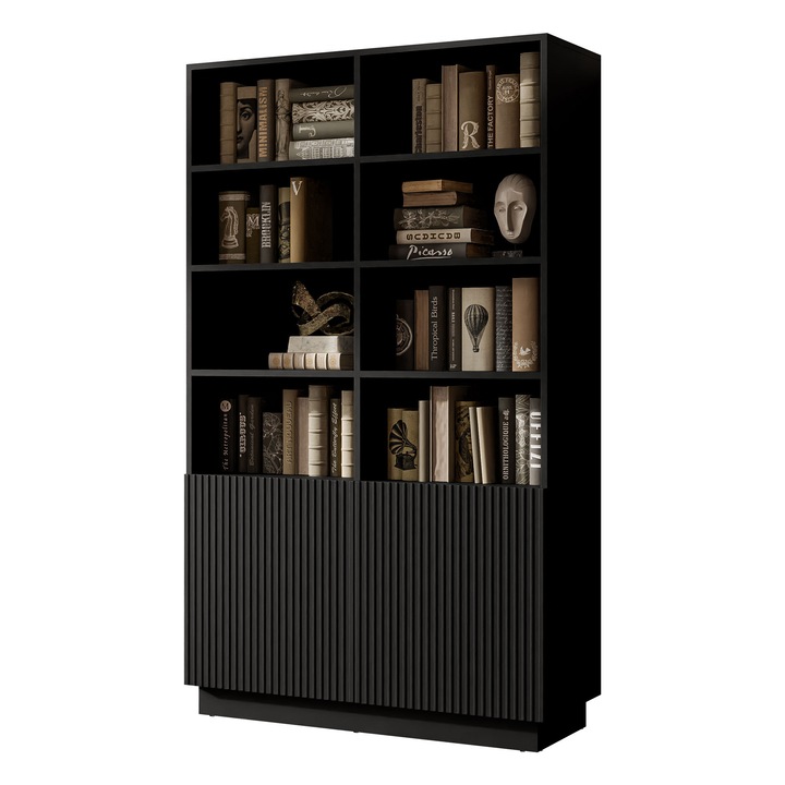 Raft biblioteca Ceroza 2D, MIRJAN 24, negru, 42x100x173 cm