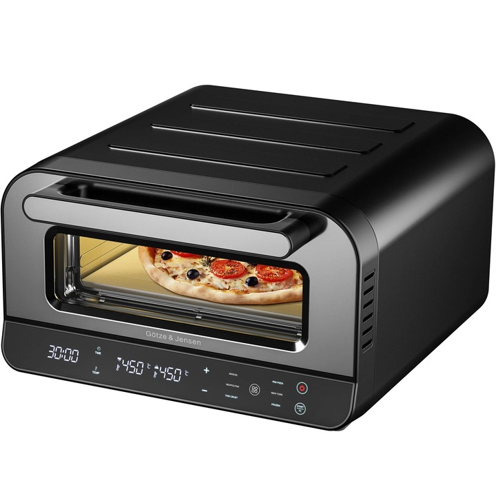 Фурна за пица GOTZE & JENSEN PO400K, 1700W, 450°C, комплект с камък и лопата, 32см, черна