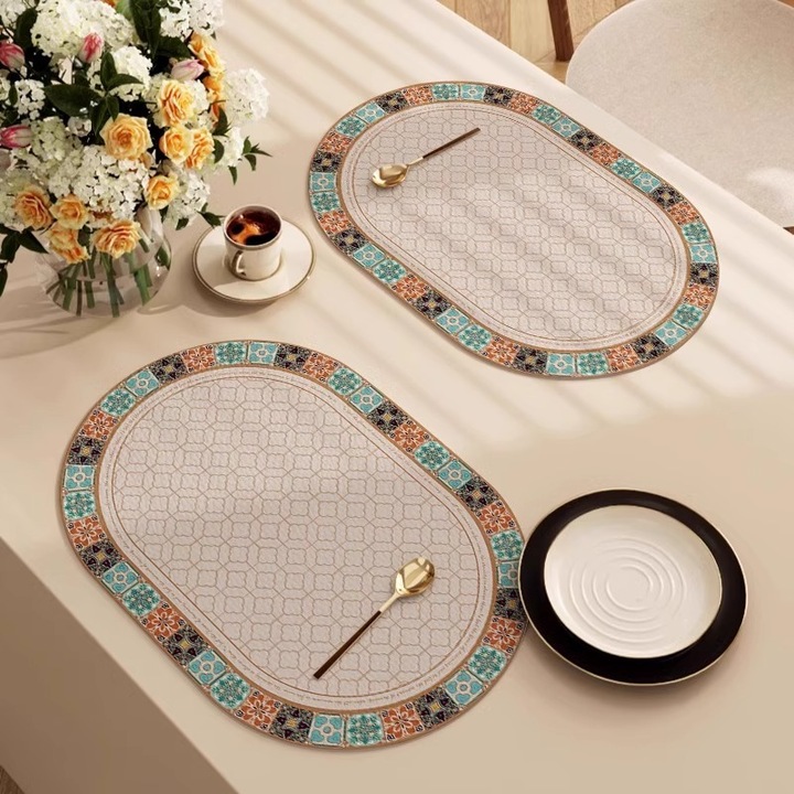 Set 5 servete din piele izolatoare termic, 30x40cm, designuri variate