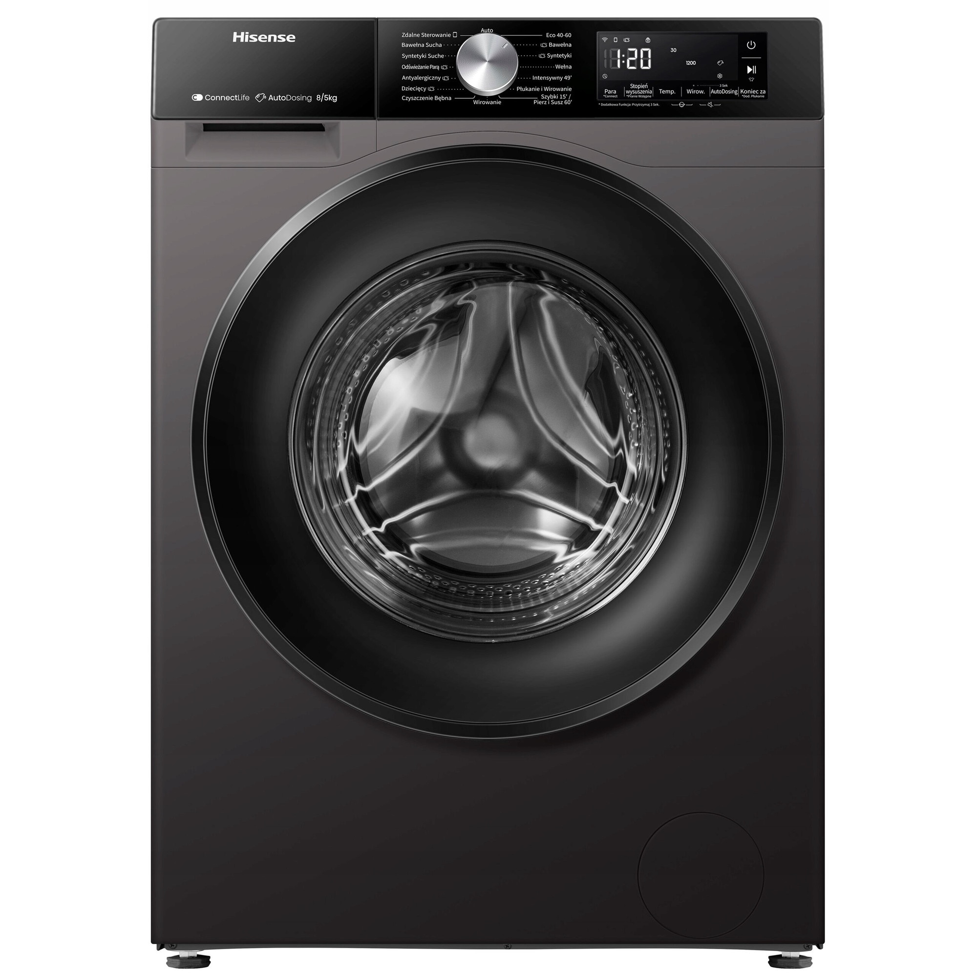 Masina de spalat rufe si uscat HISENSE WD3S8045BT3, 8/5 kg, titan, 51x59.5x84.5 cm