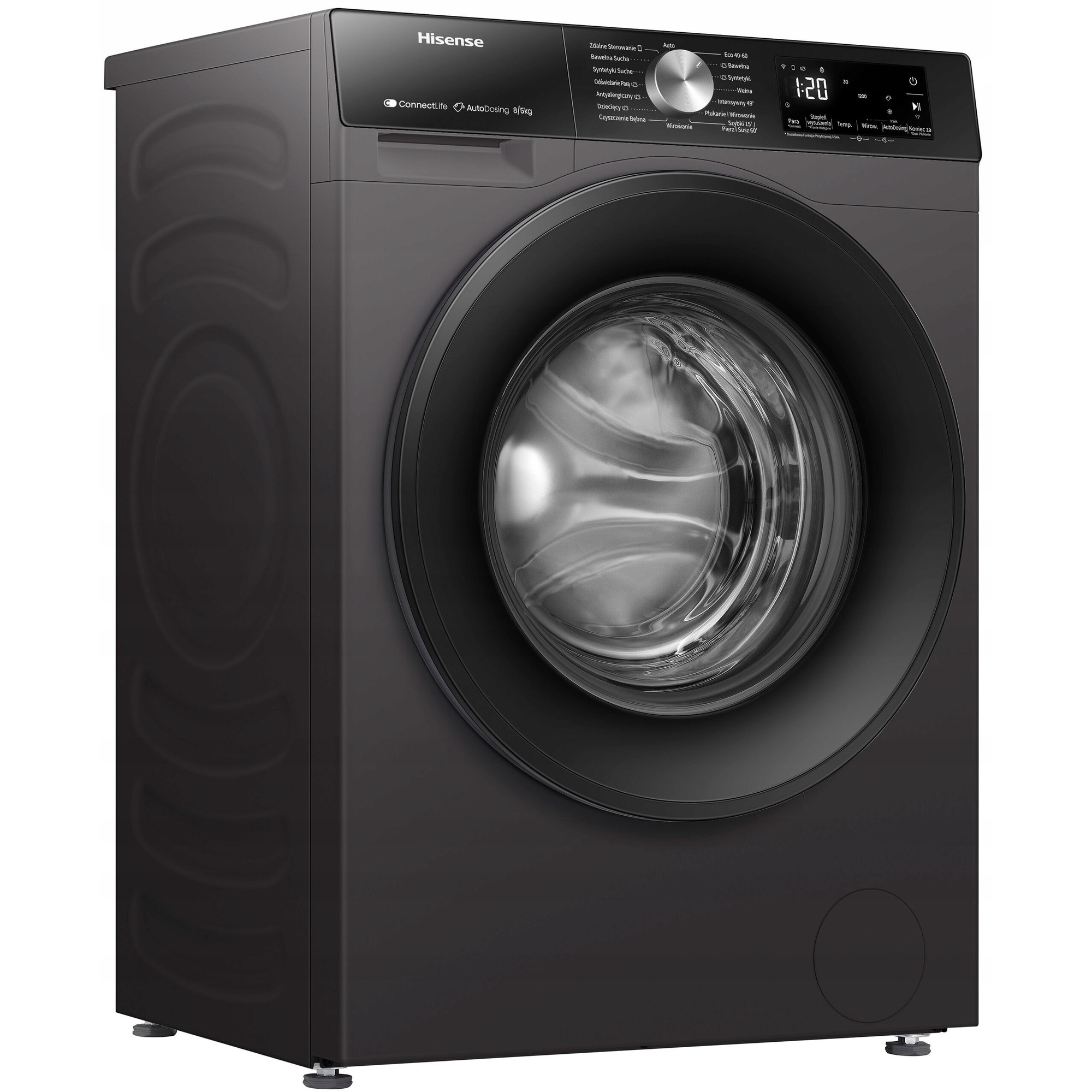 Masina de spalat rufe si uscat HISENSE WD3S8045BT3, 8/5 kg, titan, 51x59.5x84.5 cm