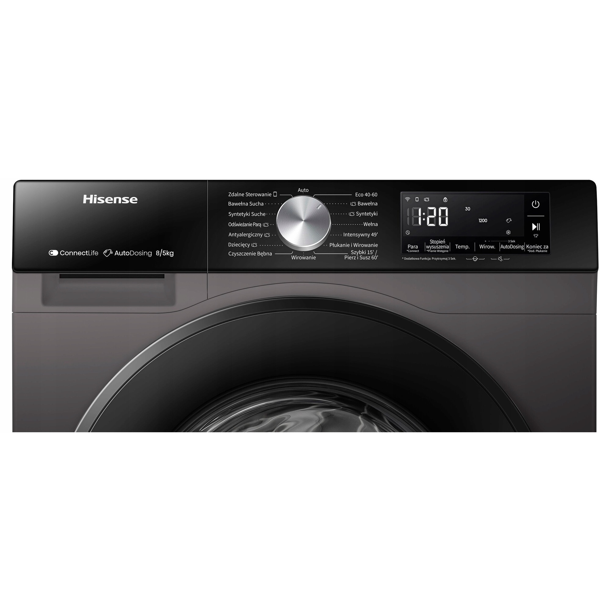 Masina de spalat rufe si uscat HISENSE WD3S8045BT3, 8/5 kg, titan, 51x59.5x84.5 cm