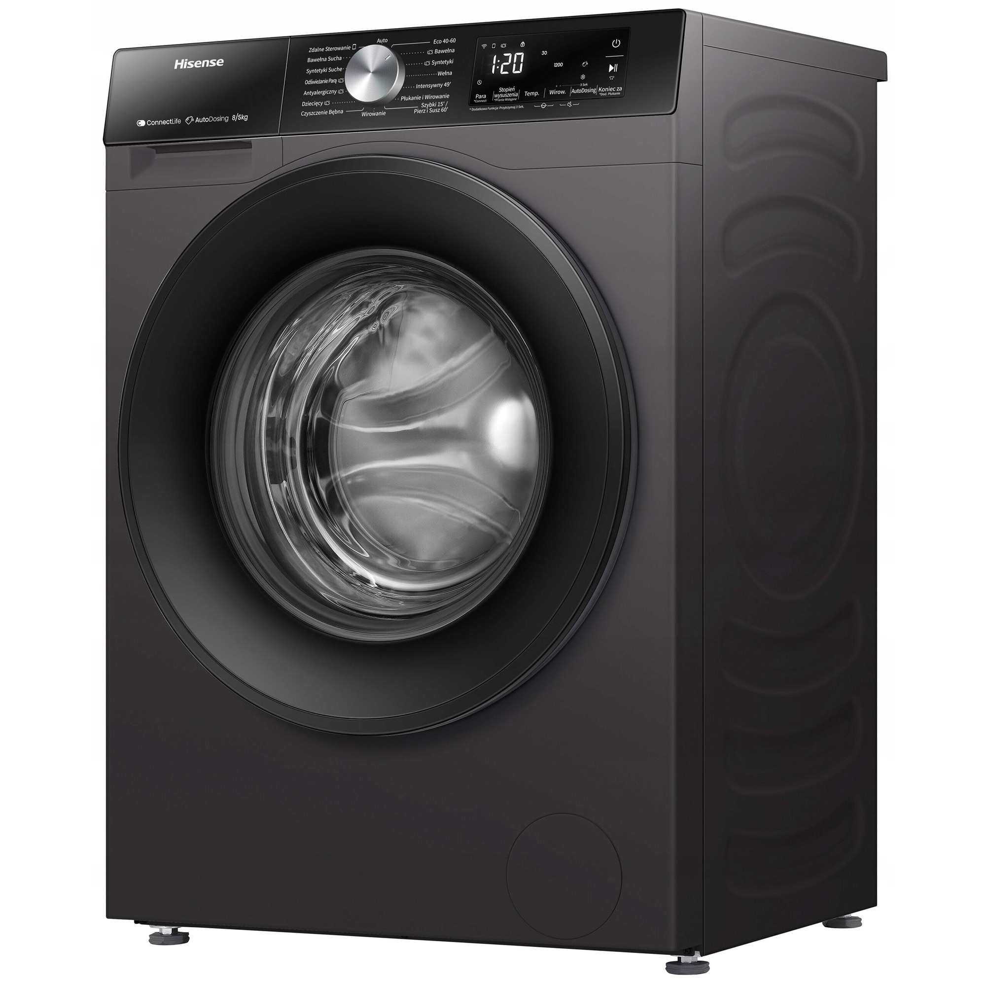 Masina de spalat rufe si uscat HISENSE WD3S8045BT3, 8/5 kg, titan, 51x59.5x84.5 cm