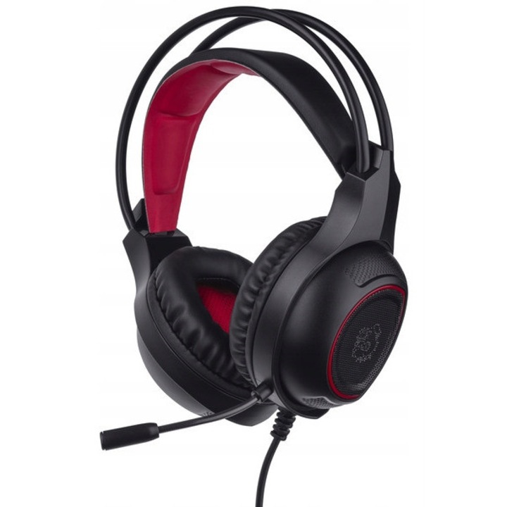Casti PC Mad Dog GH003, negru-rosu, cu microfon, 40mm, 1.5m