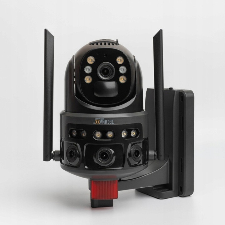 4G двойна камера за наблюдение, Technaxx TX-329, 6MP, черна, със соларен панел