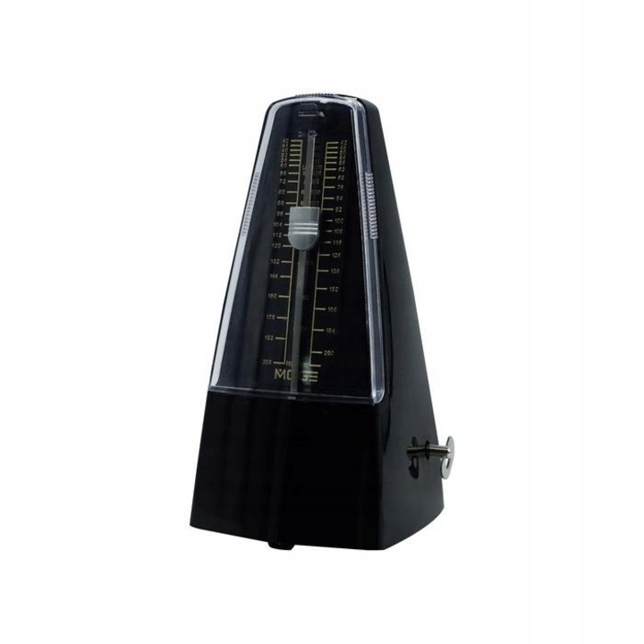 Metronom mecanic cu clopotel, model piramida, 40-208 batai pe minut, negru