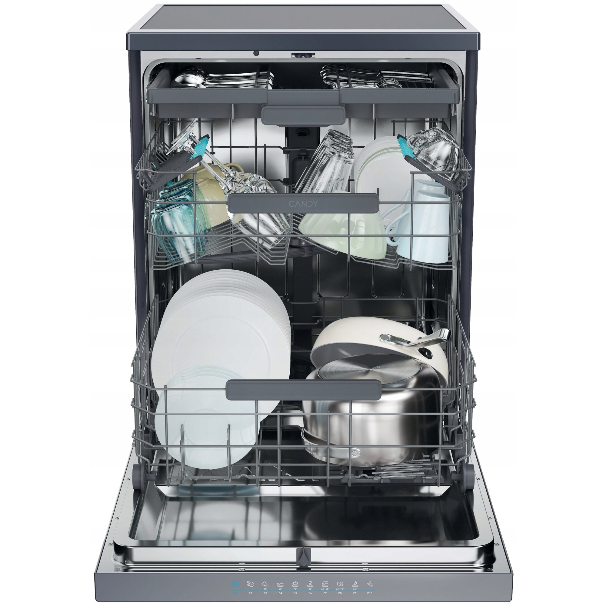 Masina de spalat vase Candy RapidO CF 6B4S1PA, 16 seturi, antracit, 60x85x60cm