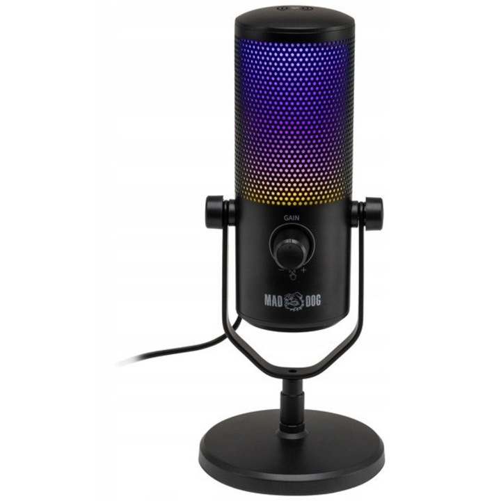 Mikrofon MAD DOG SM200K, kardioid, fekete, USB-C, 3.5mm