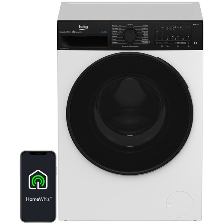 Пералня Beko 8кг 1400об/мин, бяла, функции пара, управление от смартфон
