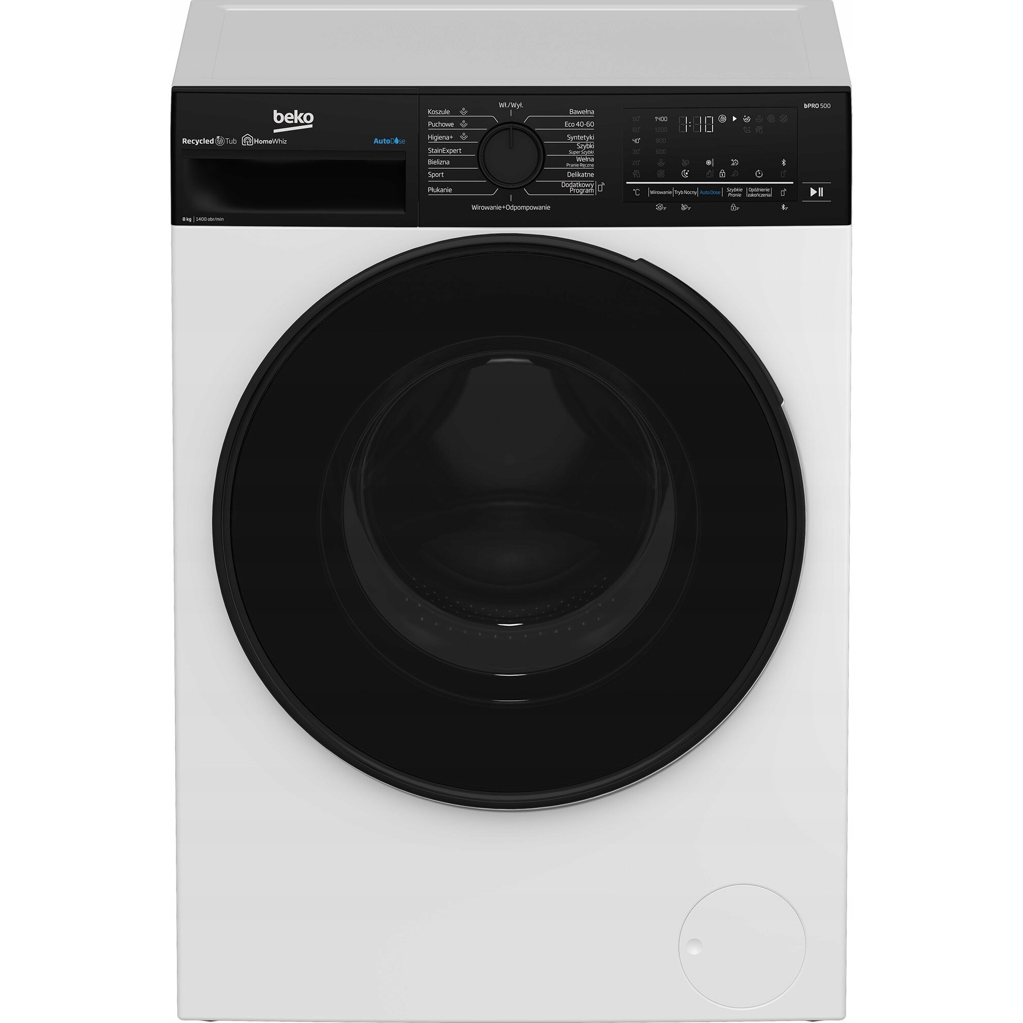 Masina de spalat rufe Beko 8kg 1400rpm, alb, functii para, control smartphone