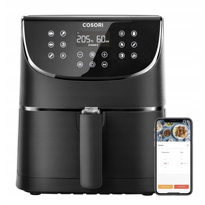 Фритюрник без мазнина Cosori, модел CS158-AF, 5,5 л, 1700 W, WiFi, черен