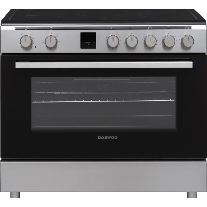 Електрическа готварска печка DAEWOO F96EIDTE19INM-PL инокс 90см, 5 зони, с грил, термоциркулация