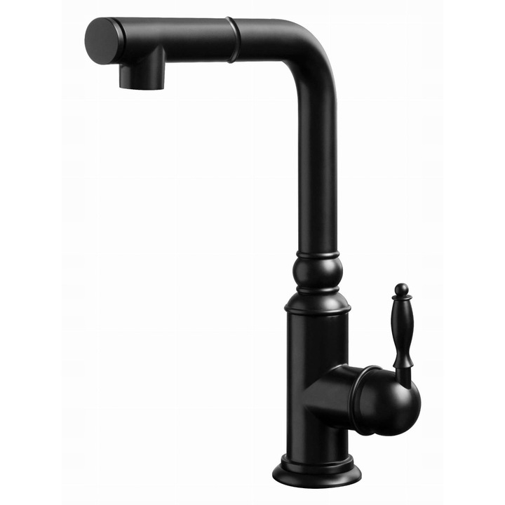 BERG Retro WW 830157B szaniter csaptelep, fém, kihúzható kifolyóval, fekete, álló típusú, komplett készlet