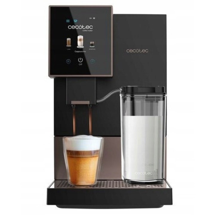 Автоматична кафемашина Cecotec Compactccino Connected, 1350W, 19 бара, черно-розова, 19x32x40см