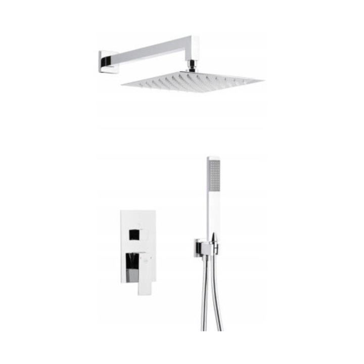 Set dus KFA Armatura LOGON, montaj subtire, crom, 1 jet, 250x250mm