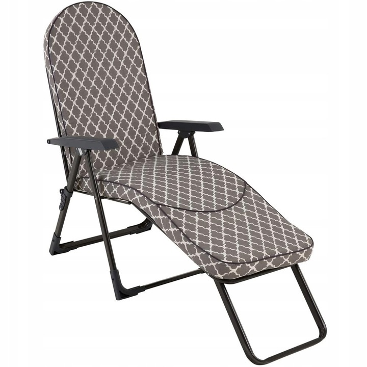 Шезлонг градина Patio Modena Oval, бял/сив, 142x59x105см, с функция за накланяне и поставка за крака
