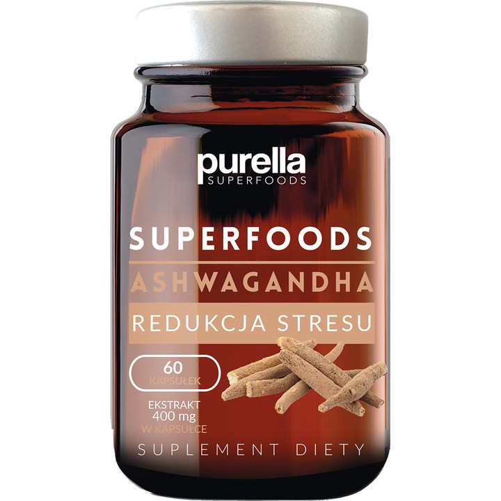 Supliment alimentar Purella Ashwagandha, 60 capsule, reducerea stresului, 30 g
