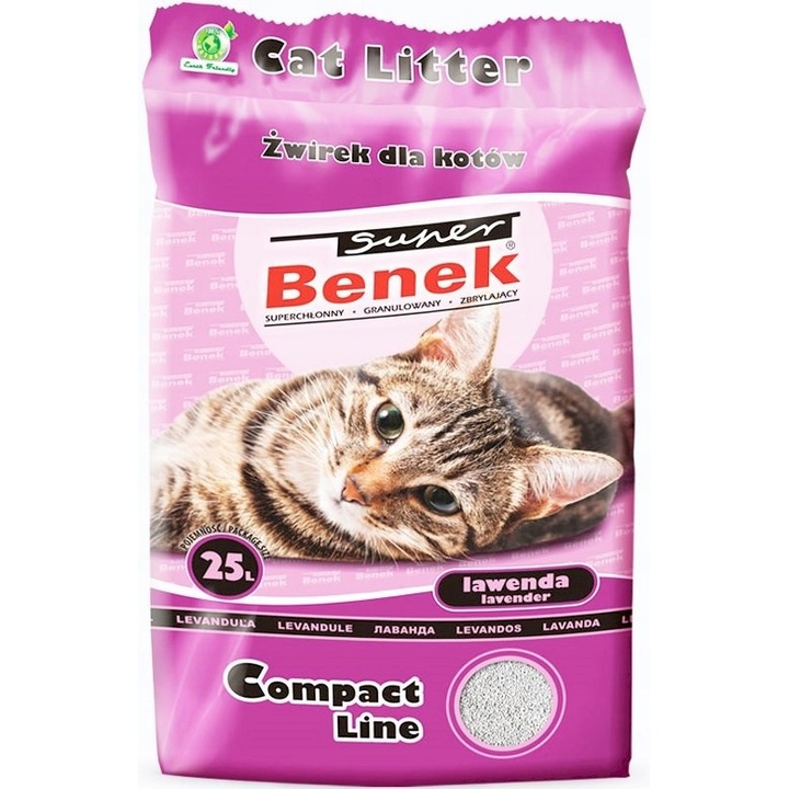 Естествена бентонитна тоалетна Super Benek Compact, лавандула, 25л, фини гранули