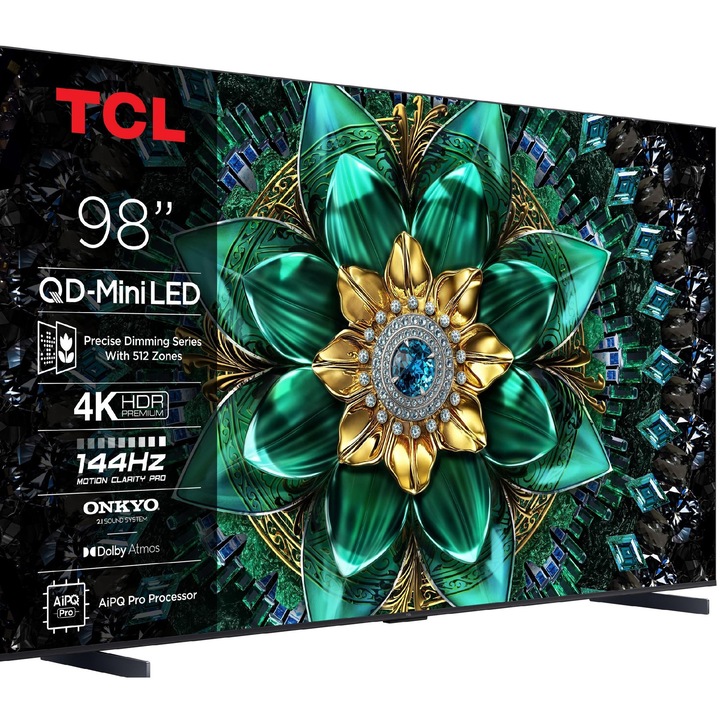 Телевизор TCL 98C69K 98" QD-Mini LED 4K, 144 Hz, Dolby Atmos, черен