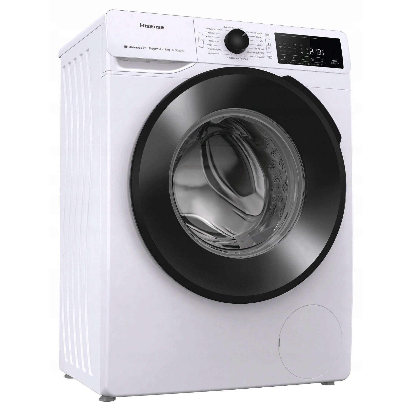 Masina de spalat rufe, Hisense, 8kg, 1200rpm, alba, 46.5x60x85cm