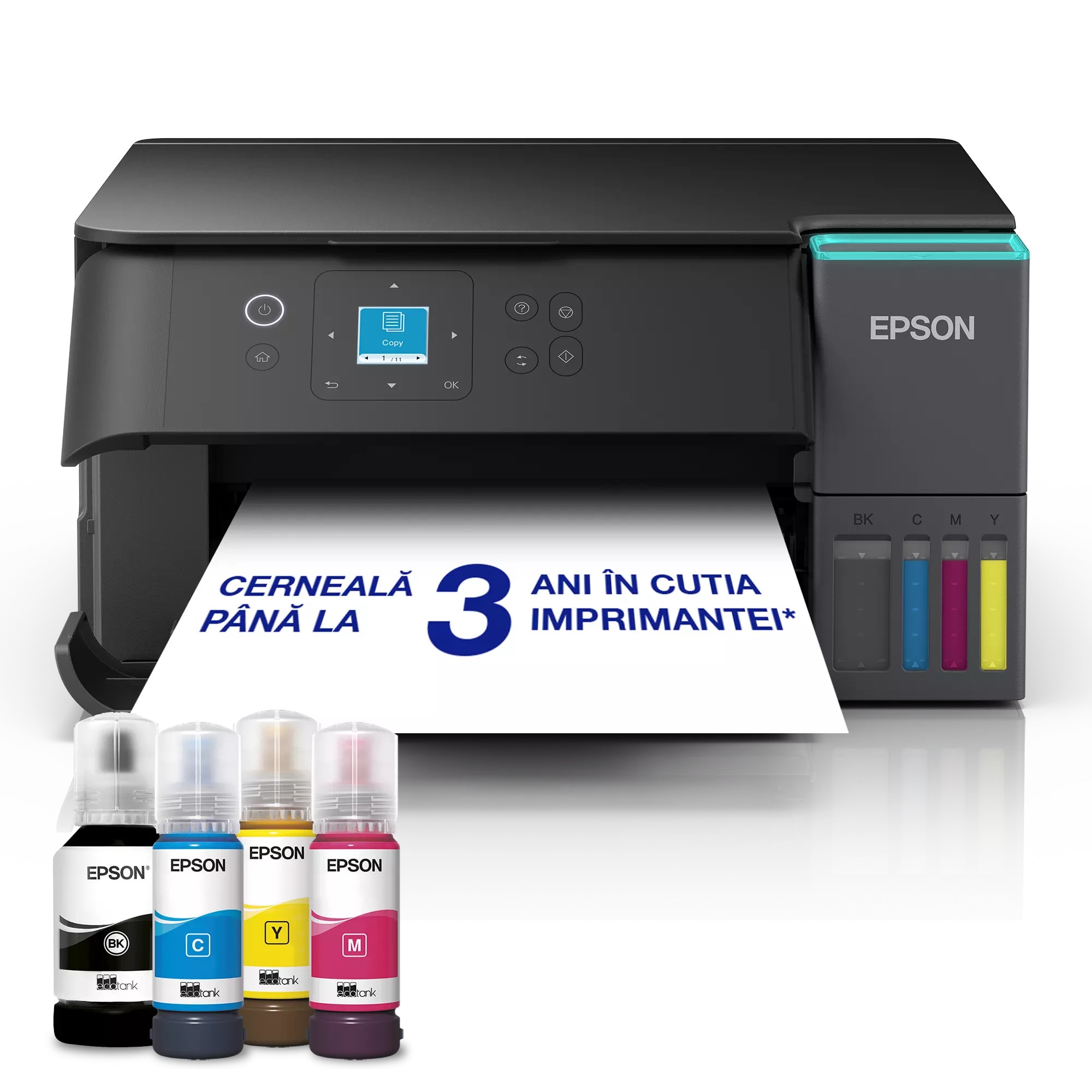 Multifunctional inkjet color CISS Epson EcoTank L4360, A4, Duplex, Wi-Fi, 4800x1200dpi, negru