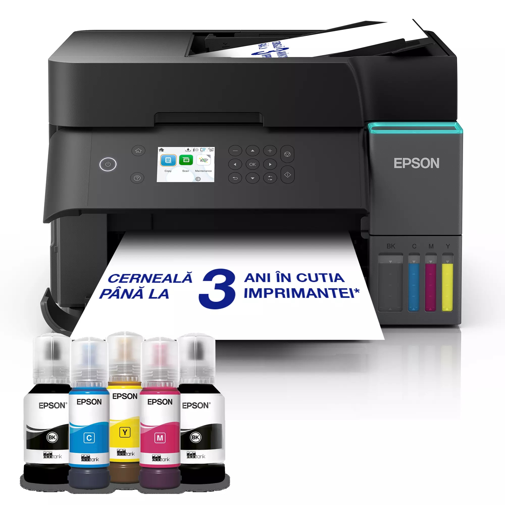 Multifunctional inkjet color CISS Epson EcoTank L6370, 4, ADF, Duplex, Wi-Fi, 4800x1200dpi, negru