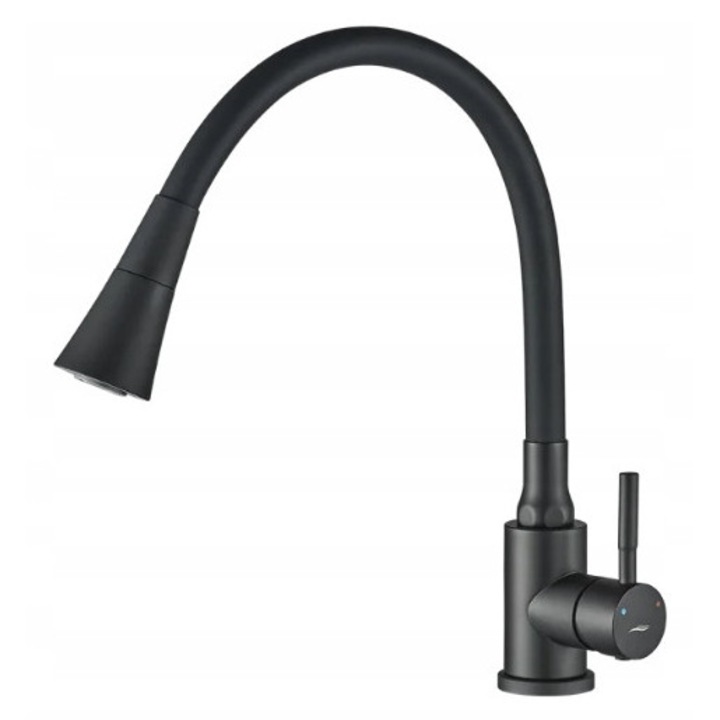 Selva szaniter csaptelep, rugalmas kifolyócső, matt fekete, standard rögzítés