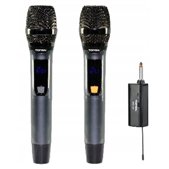 Безжичен микрофон Tonsil MBD 320, комплект 2 броя, метален, 600~700MHz