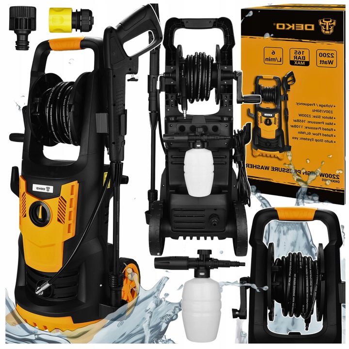 Водоструйка Deko DKKHW05, 2200W, 165 бара, 8м маркуч, TSS система
