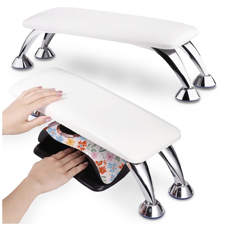 Manikűr és pedikűr támaszték, PIXEL, minimalista design, környezetbarát, fehér, 40x15x3cm