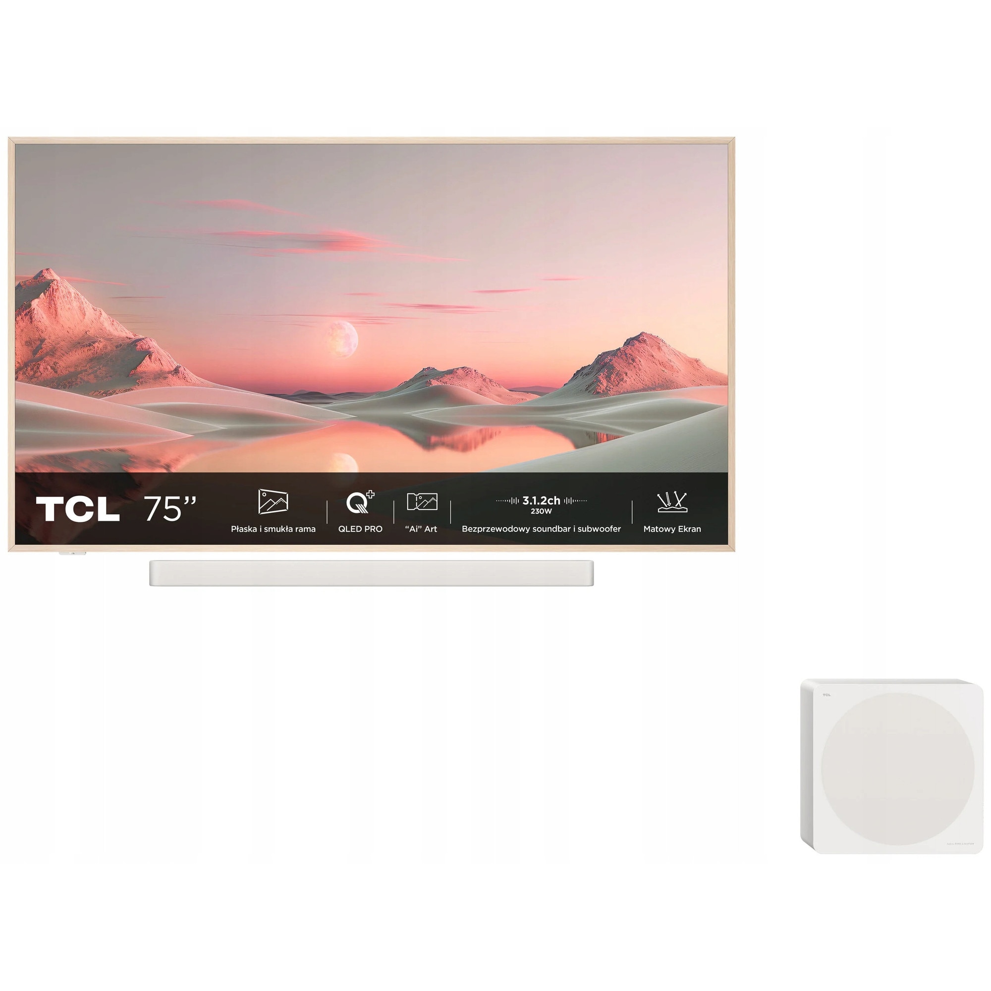 Televizor QLED 75" TCL 75A300 PRO 4K 144 Hz Google TV, cu soundbar Bang & Olufsen