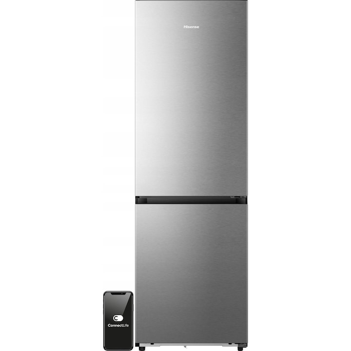 Kombinált hűtőszekrény, Hisense, Extraspace, No Frost, 185.6cm, szürke, 215l + 115l