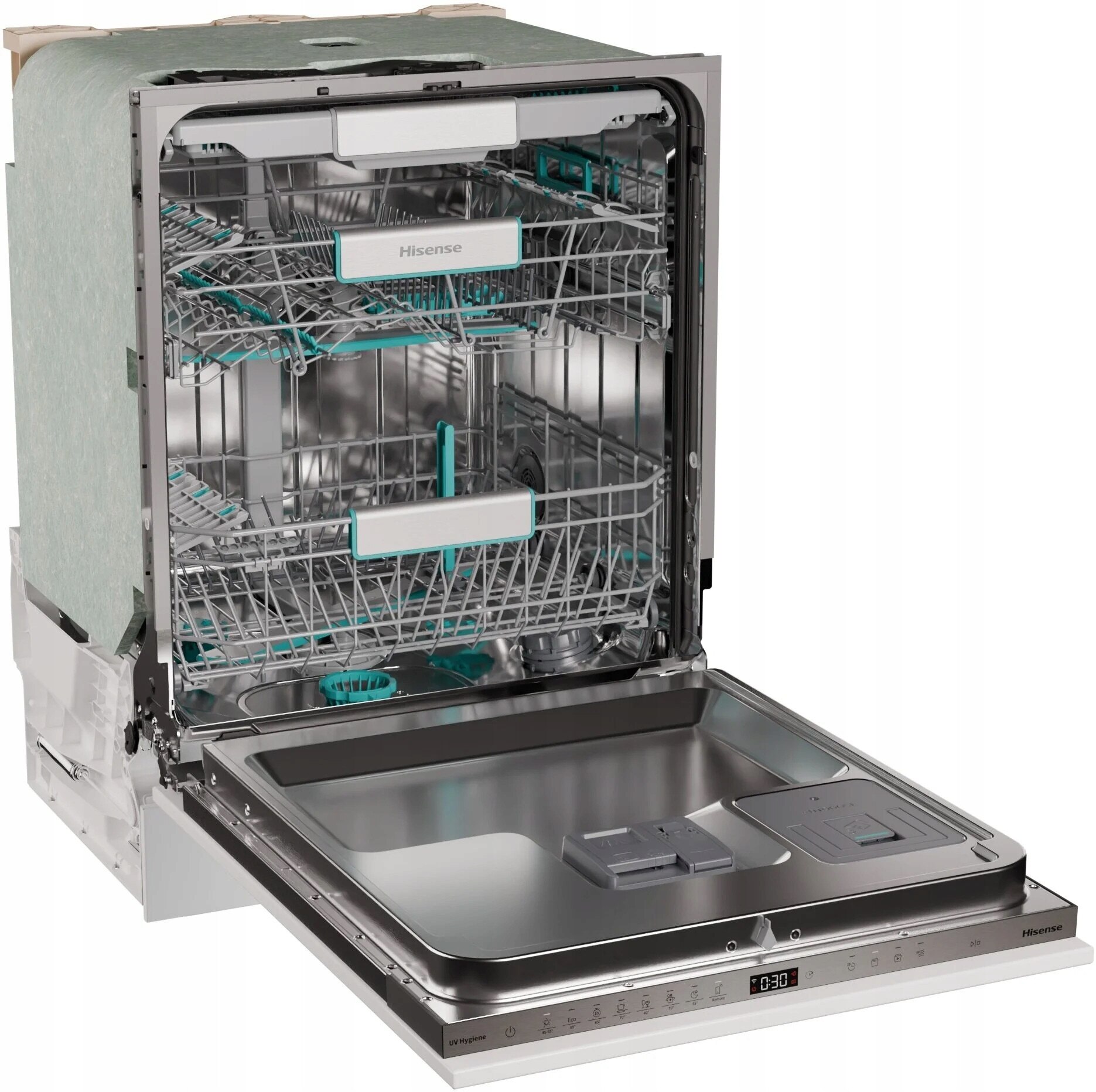 Masina de spalat vase Hisense HV693A65UVAD, 16 seturi, autodozare, 59.8x81.6x55.5cm, culoare inox